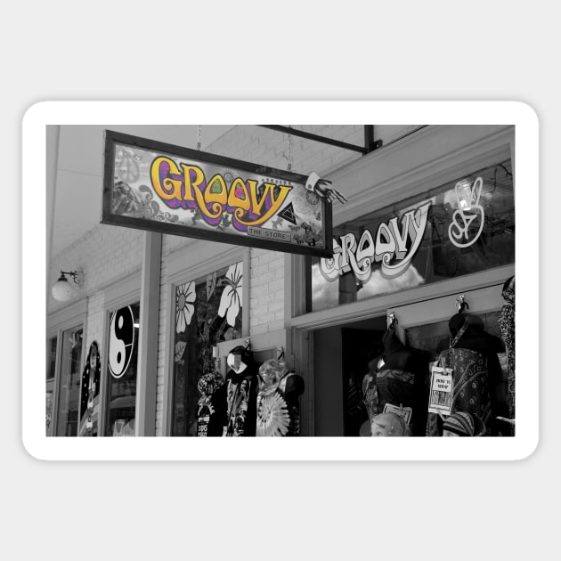 Groovy - Black & White with Color Sticker by Toad House Pixels